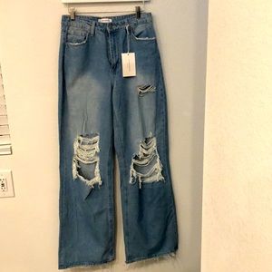 Vici extra wide leg distressed jeans